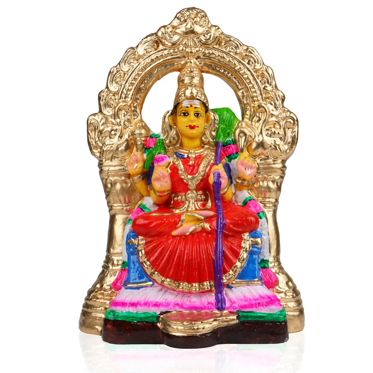 Kamakshi with Arch Clay Golu Bommai - 9 x 8 Inches | Giri Golu Doll/ Navaratri Golu Bomma/Gombe/Bommai - Image 2