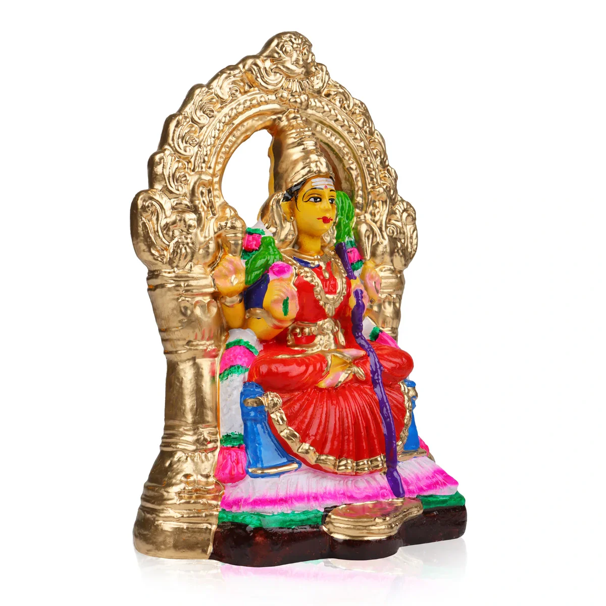 Kamakshi with Arch Clay Golu Bommai - 9 x 8 Inches | Giri Golu Doll/ Navaratri Golu Bomma/Gombe/Bommai - Image 3
