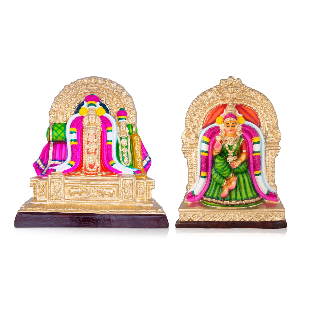Kamalambigai Thiyagarajar Paper Mache Golu Bommai Pair - 15 x 11 Inches | Giri Golu Doll/Navaratri Golu Bomma - Image 2