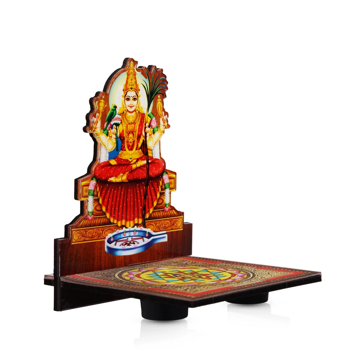 Sri Chakra Design Manai Palagai With Kamatchi Photo Frame - 4 x 3 Inches | Bajot With Picture Frame for Pooja - Image 4