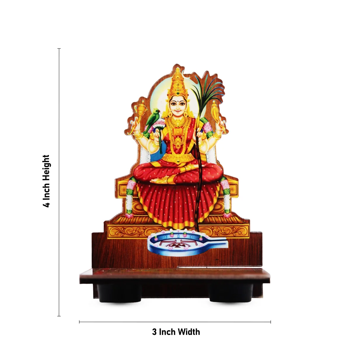 Sri Chakra Design Manai Palagai With Kamatchi Photo Frame - 4 x 3 Inches | Bajot With Picture Frame for Pooja - Image 6
