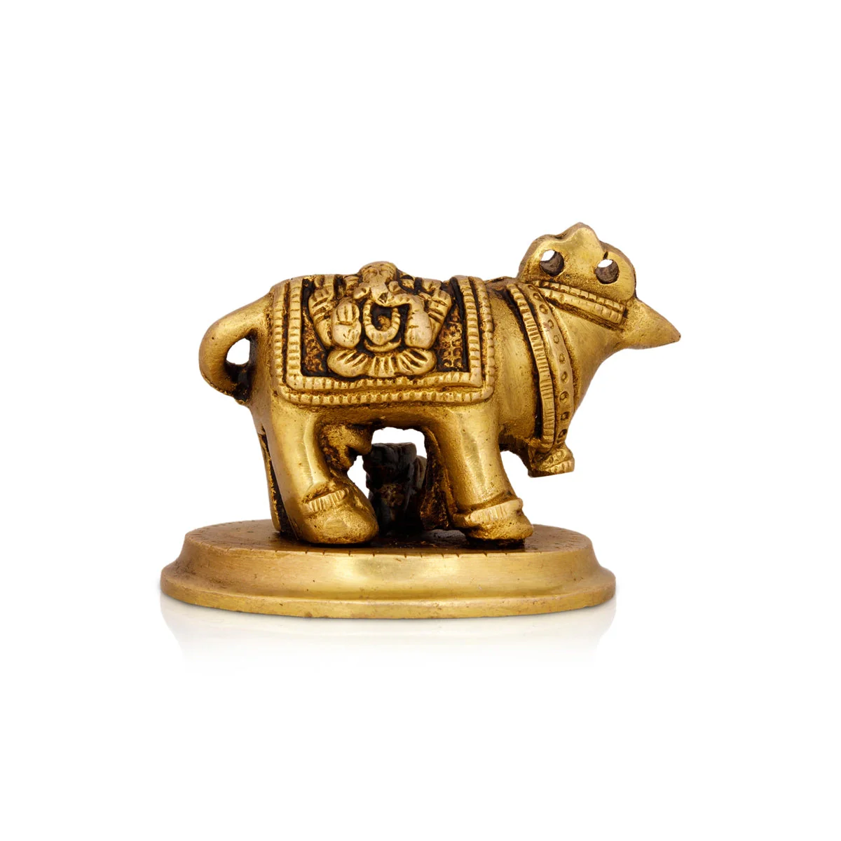 Kamdhenu Cow With Calf Idol With Base- 2.5x 2.5 Inches | Brass Idol/Antique Polish Cow And Calf Statue for Home - Image 2