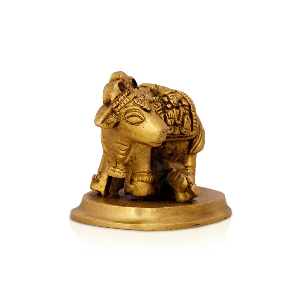 Kamdhenu Cow With Calf Idol With Base- 2.5x 2.5 Inches | Brass Idol/Antique Polish Cow And Calf Statue for Home - Image 4