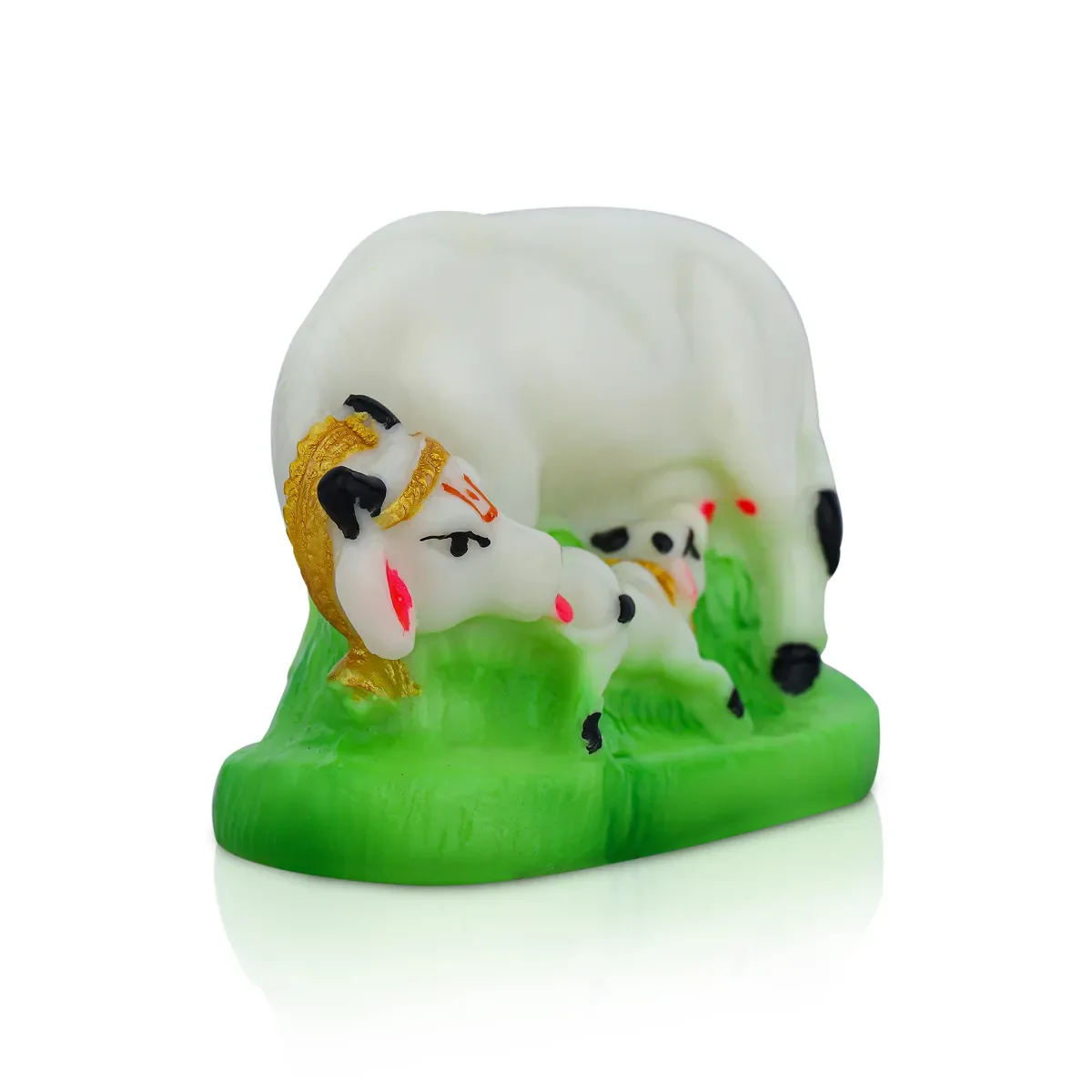 Kamdhenu Cow With Calf Idol With Base - 2 X 2.5 Inches | Resin Statue/ Cow Calf Idol For Home Decor - Image 2