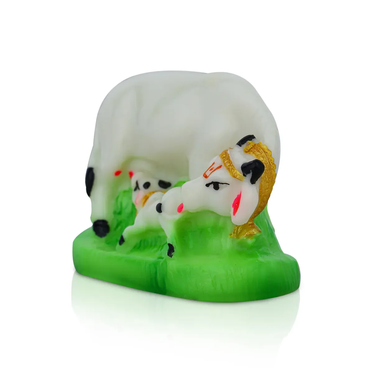 Kamdhenu Cow With Calf Idol With Base - 2 X 2.5 Inches | Resin Statue/ Cow Calf Idol For Home Decor - Image 3