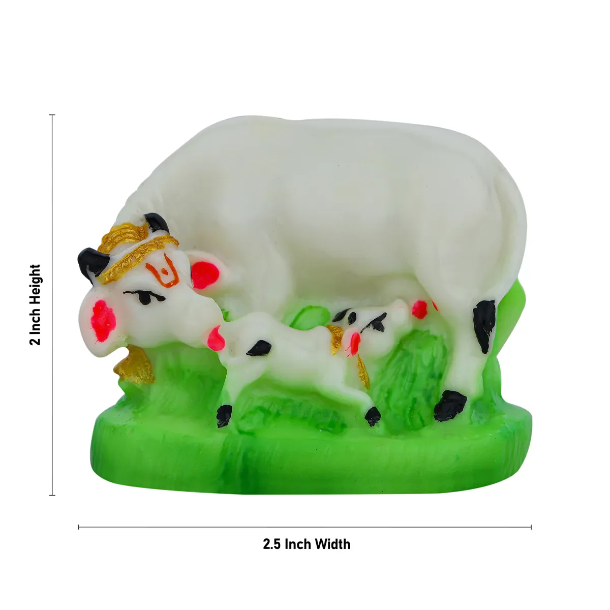 Kamdhenu Cow With Calf Idol With Base - 2 X 2.5 Inches | Resin Statue/ Cow Calf Idol For Home Decor - Image 4