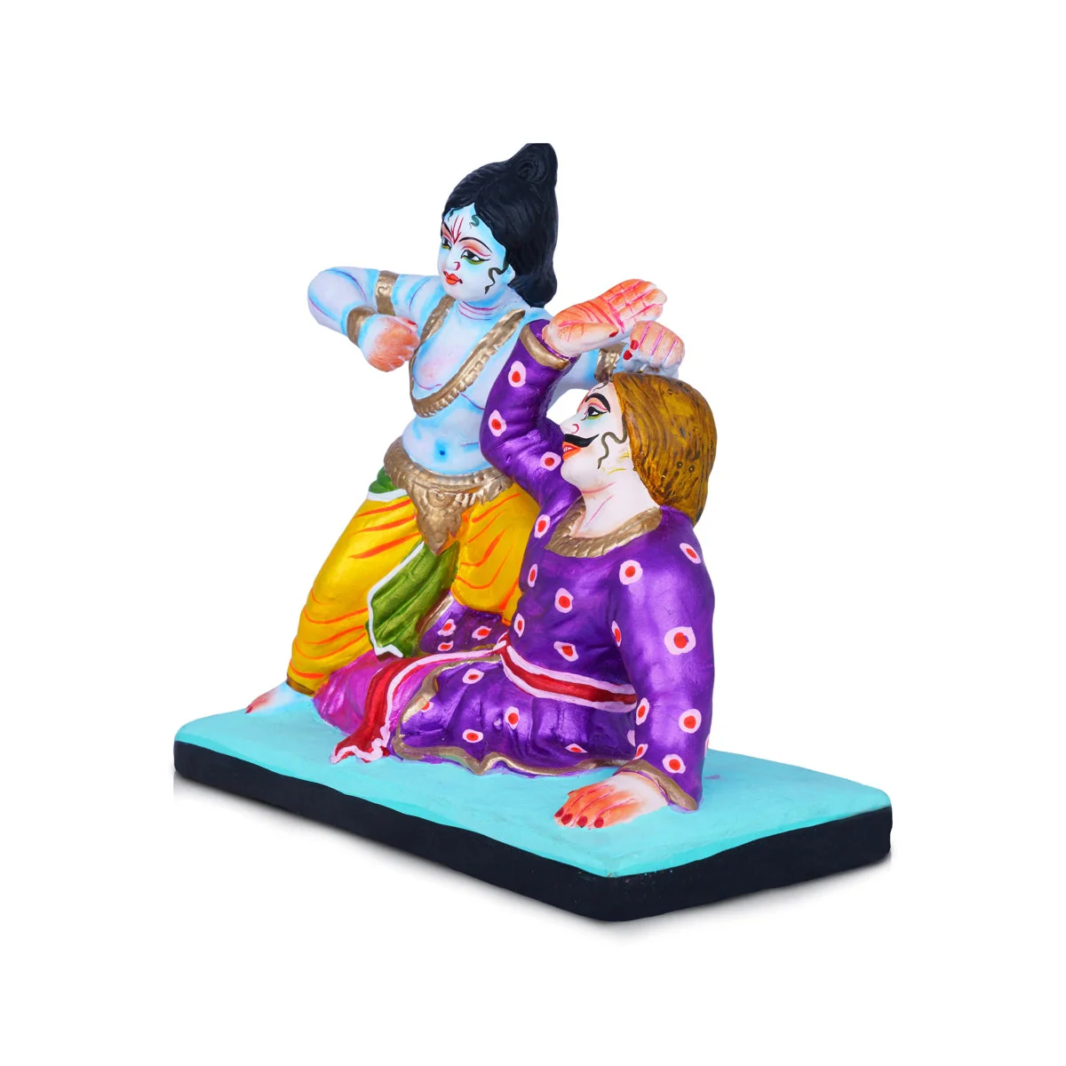 Kamsa Vadham Clay Golu Bommai - 8 X 9 Inches | Navaratri Gombe/ Giri Golu Doll/ Navratri Decor - Image 2