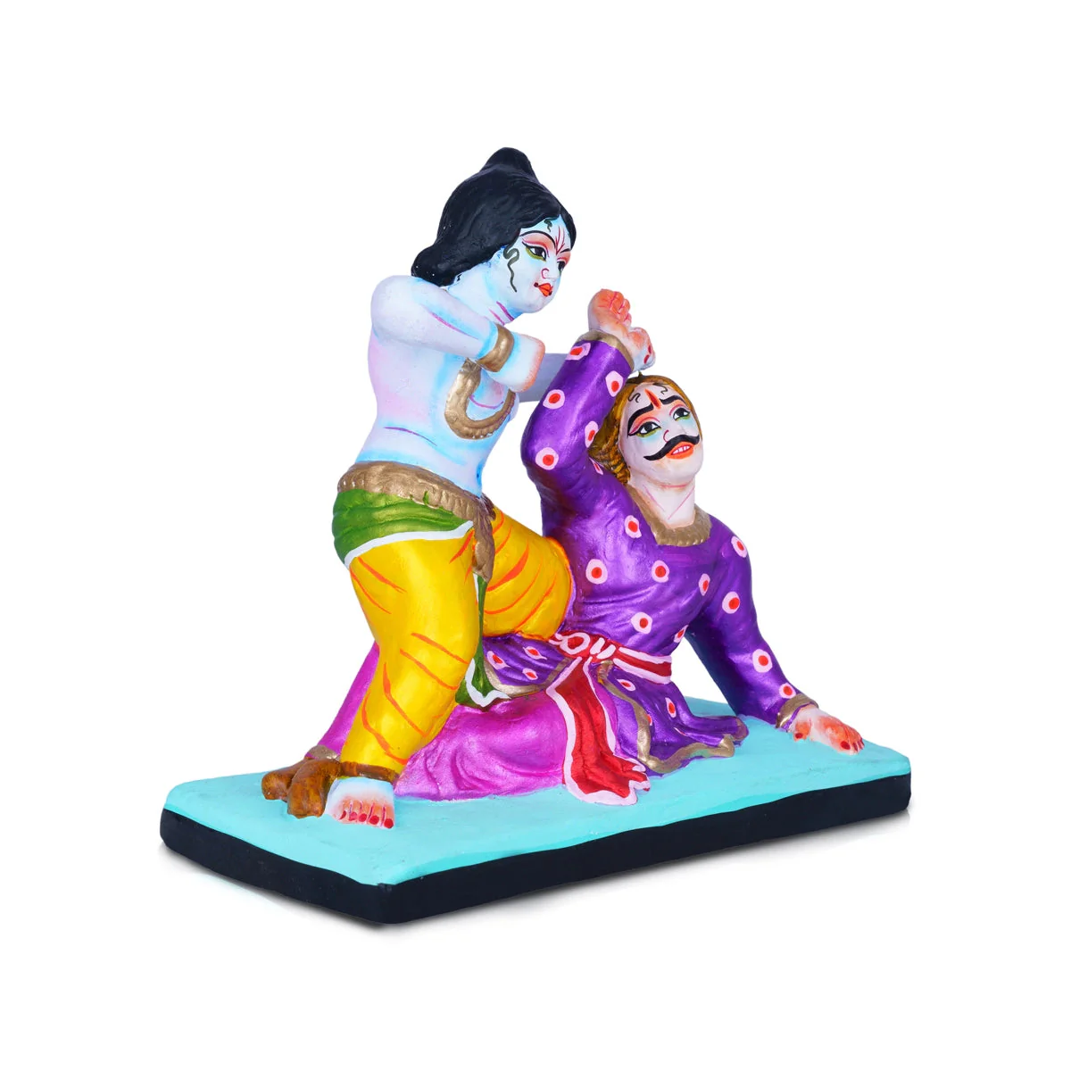 Kamsa Vadham Clay Golu Bommai - 8 X 9 Inches | Navaratri Gombe/ Giri Golu Doll/ Navratri Decor - Image 3