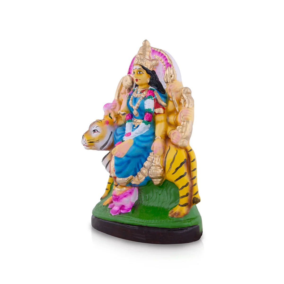 Kanaka Durga Ambika Sitting on Tiger Golu Bommai - 10 x 8 Inches | Giri Golu Doll/ Navaratri Golu Bomma/Gombe - Image 2