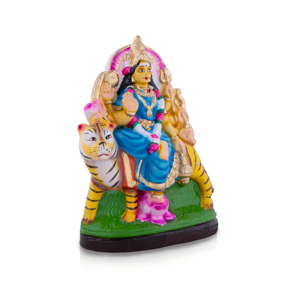 Kanaka Durga Ambika Sitting on Tiger Golu Bommai - 10 x 8 Inches | Giri Golu Doll/ Navaratri Golu Bomma/Gombe - Image 3