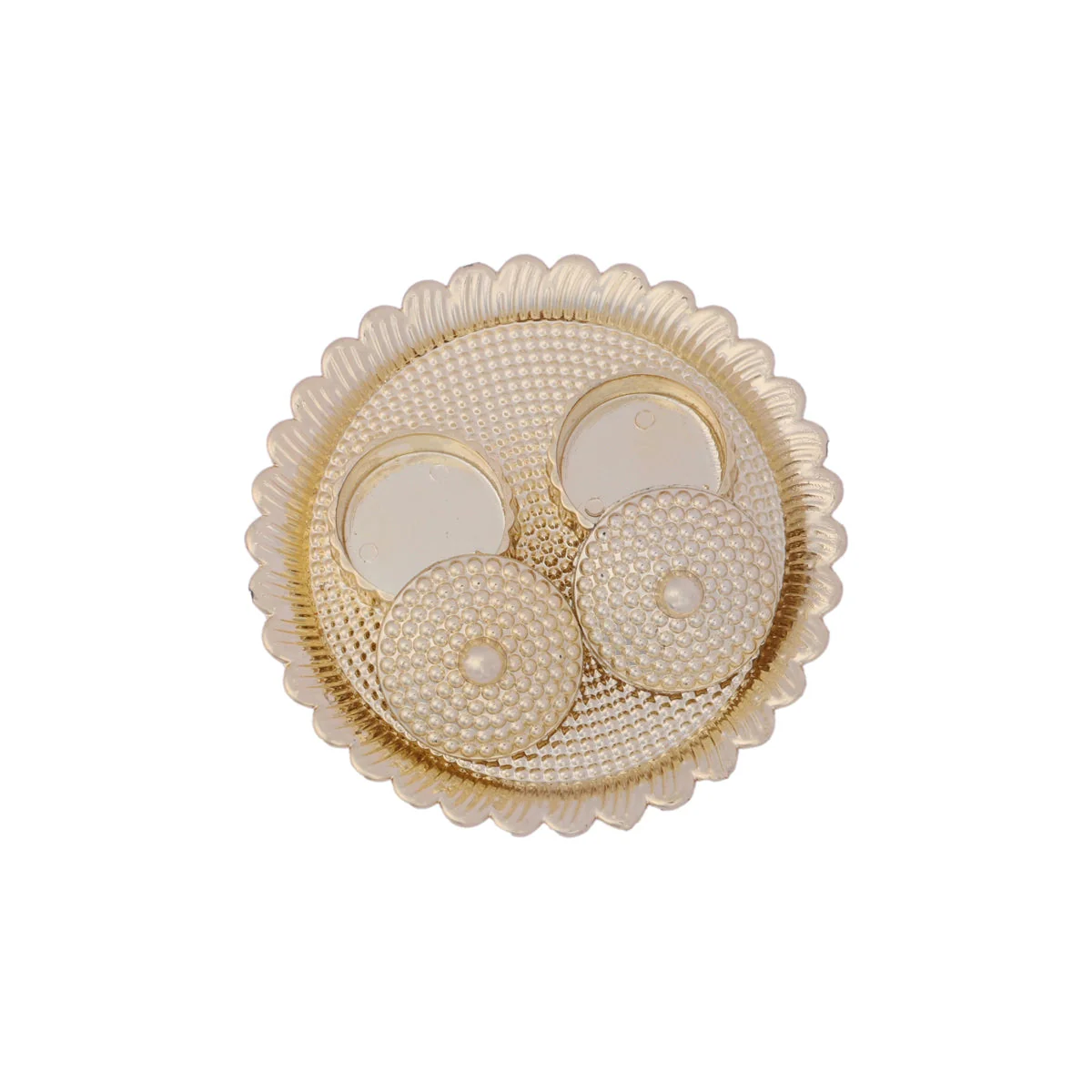 Plate with Two Kumkum Cup - 1.5 x 4 Inches | Sindoor Plate/ Haldi Kumkum Plate for Pooja/ Assorted Design - Image 4