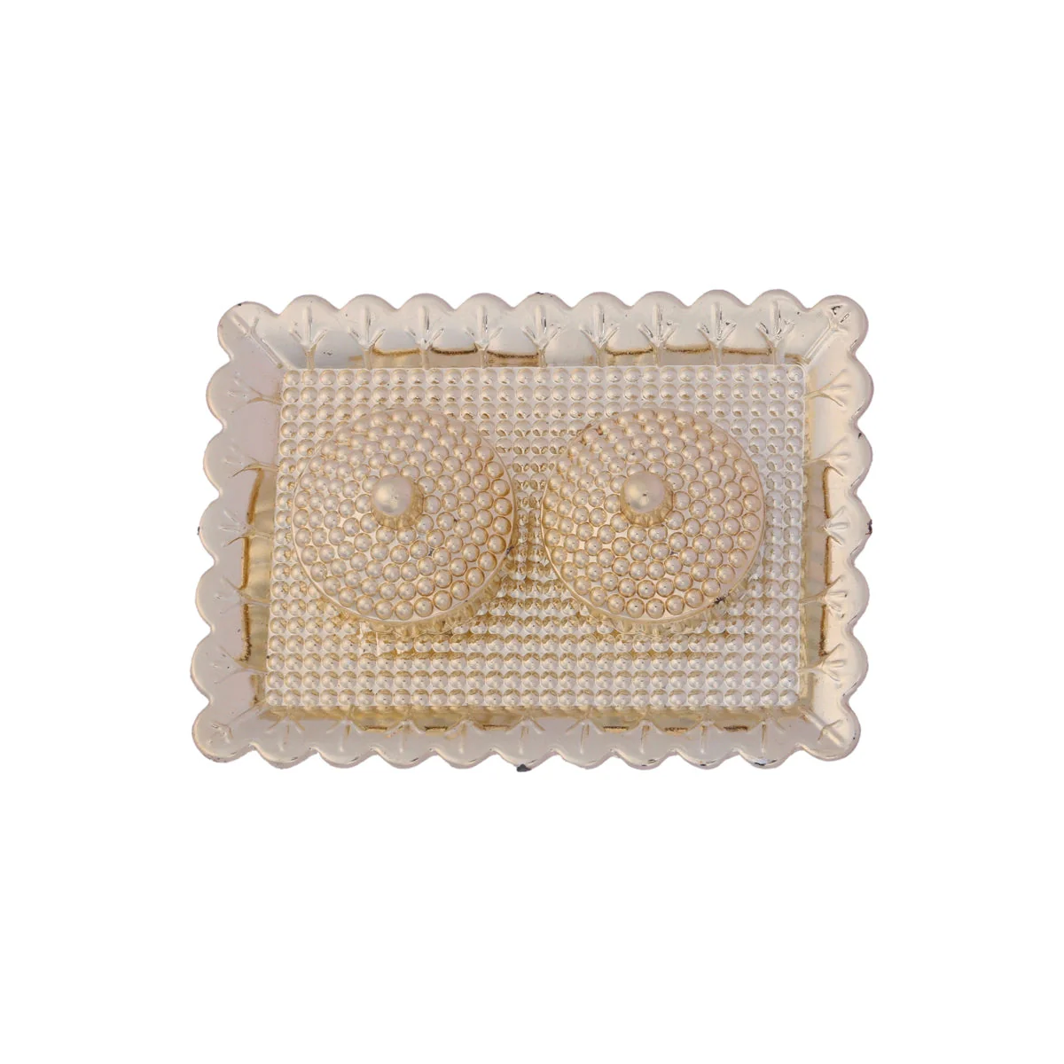 Plate with Two Kumkum Cup - 1.5 x 4 Inches | Sindoor Plate/ Haldi Kumkum Plate for Pooja/ Assorted Design - Image 7
