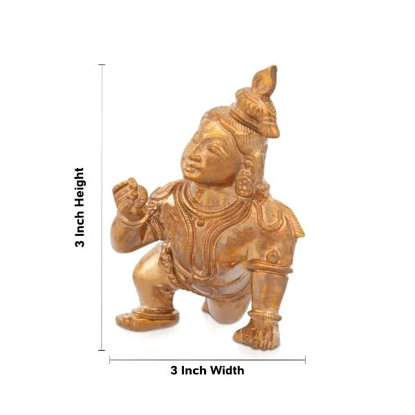 Crawling Krishna Idol - 3 Inches | Little Krishna Statue/ Panchaloha Statue for Pooja/ 375 Gms Approx - Image 4