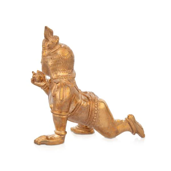 Crawling Krishna Idol - 3 Inches | Little Krishna Statue/ Panchaloha Statue for Pooja/ 375 Gms Approx - Image 5