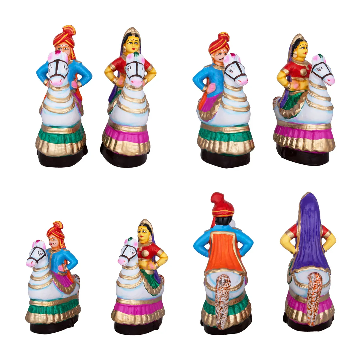 Karakattam Folk Dance Clay Golu Bommai Set - 8 x 6 Inches | Giri Golu Doll/ Navaratri Golu Bomma/Gombe/Bommai - Image 2