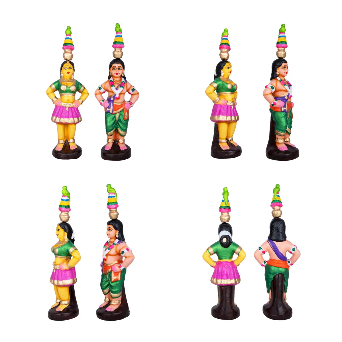 Karakattam Folk Dance Clay Golu Bommai Set - 8 x 6 Inches | Giri Golu Doll/ Navaratri Golu Bomma/Gombe/Bommai - Image 3