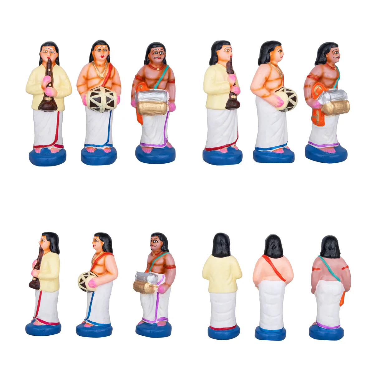 Karakattam Folk Dance Clay Golu Bommai Set - 8 x 6 Inches | Giri Golu Doll/ Navaratri Golu Bomma/Gombe/Bommai - Image 4