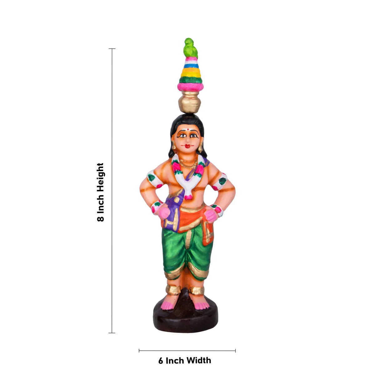 Karakattam Folk Dance Clay Golu Bommai Set - 8 x 6 Inches | Giri Golu Doll/ Navaratri Golu Bomma/Gombe/Bommai - Image 5