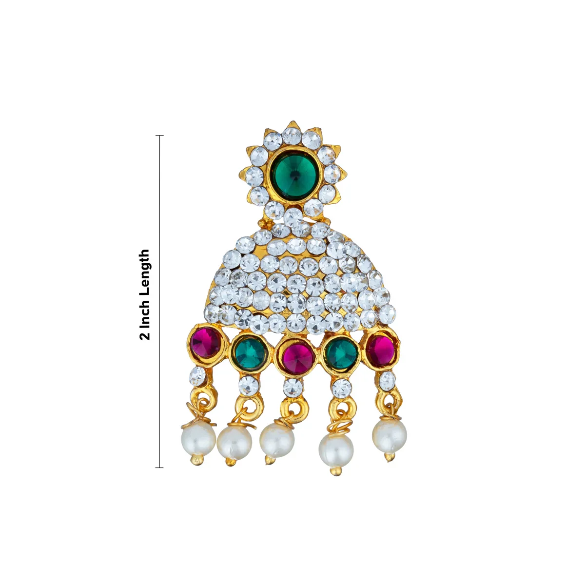 Karnapathakkam Set - 2 Inches | Stone Earings/ Multicolour Stone Ear Set for Deity - Image 4