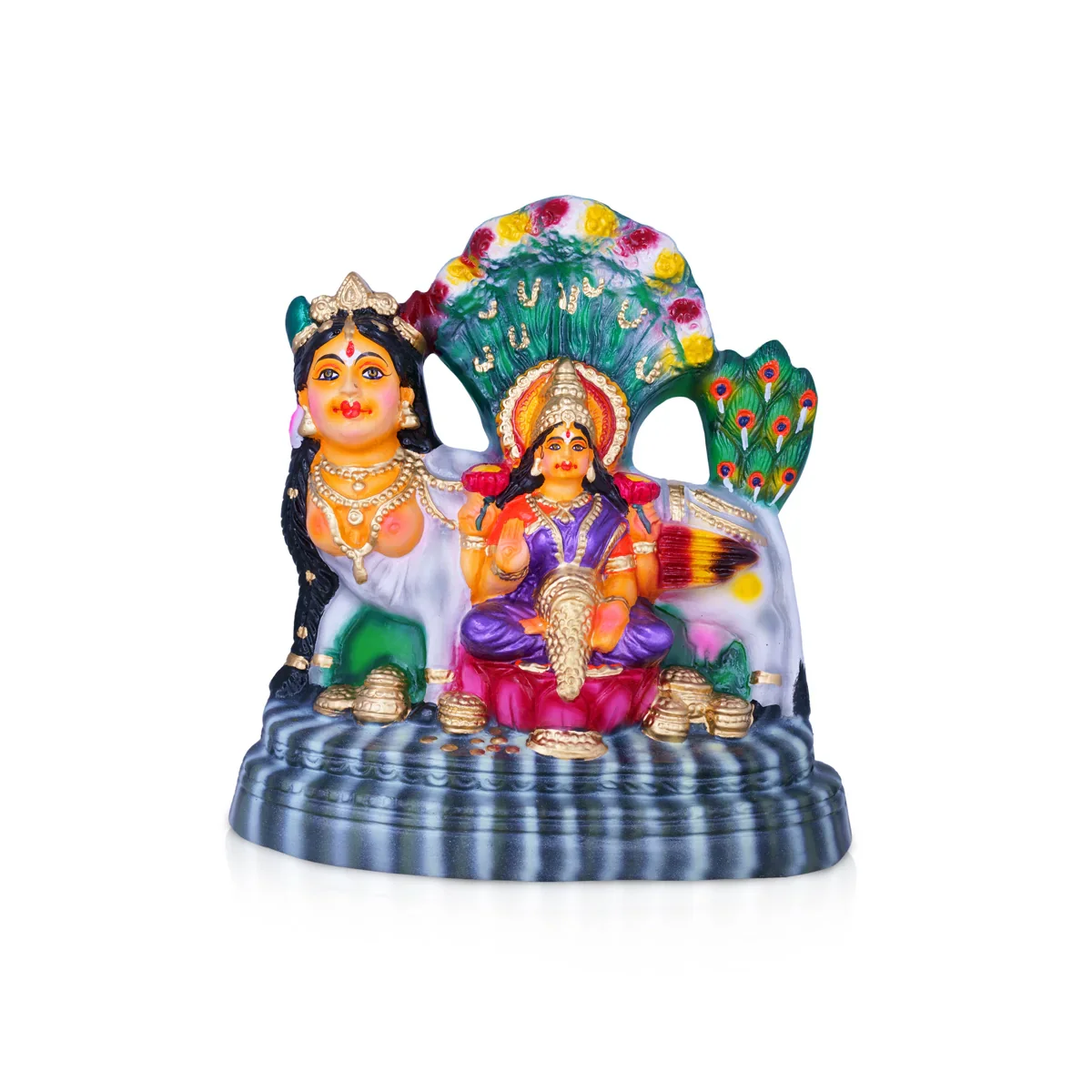 Karpaga Virutcham Kamadhenu Paper Mache Golu Bommai - 16 x 12 Inches | Giri Golu Doll/ Navaratri Golu Bomma