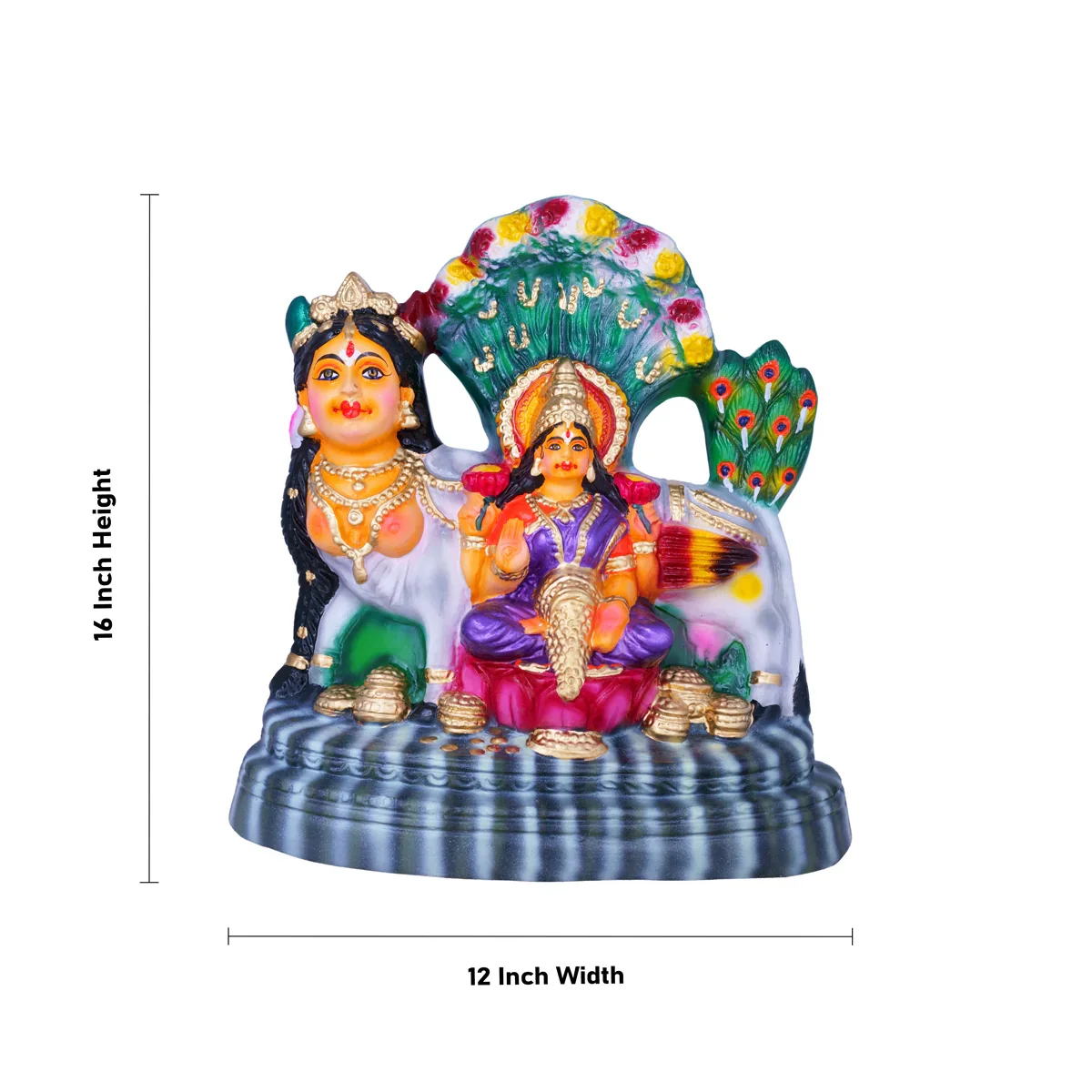 Karpaga Virutcham Kamadhenu Paper Mache Golu Bommai - 16 x 12 Inches | Giri Golu Doll/ Navaratri Golu Bomma - Image 5
