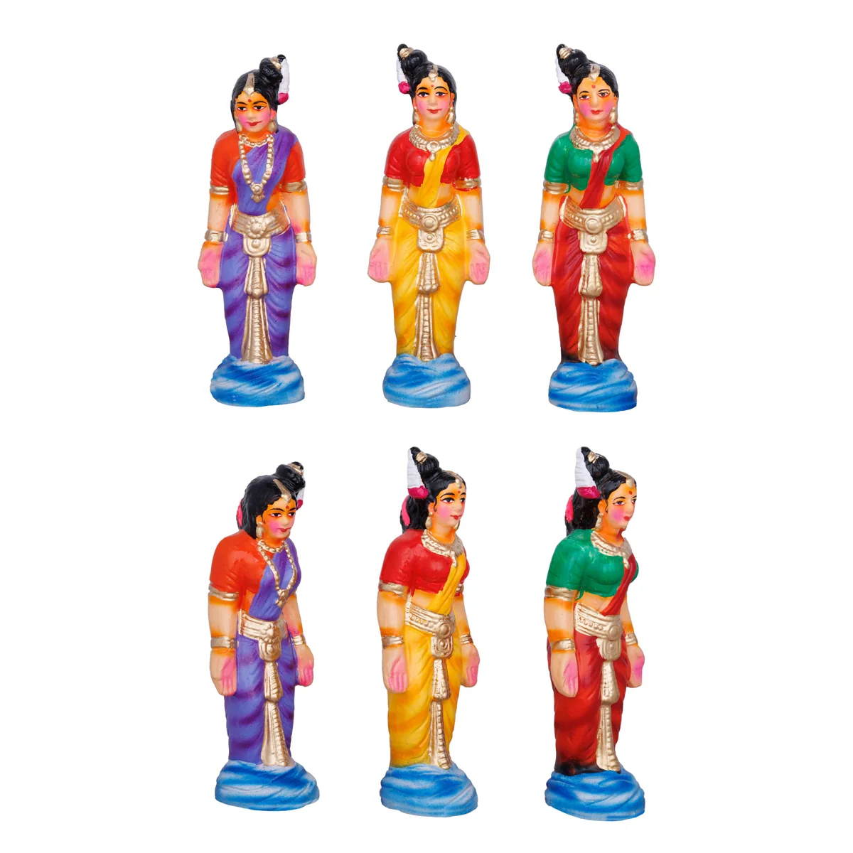 Karthigai Pengal Clay Golu Bommai Set - 10 X 9.5 Inches | Navaratri Golu Gombe/ Giri Golu Doll/ Navratri Decor - Image 6