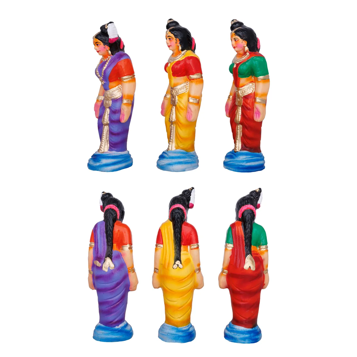 Karthigai Pengal Clay Golu Bommai Set - 10 X 9.5 Inches | Navaratri Golu Gombe/ Giri Golu Doll/ Navratri Decor - Image 7