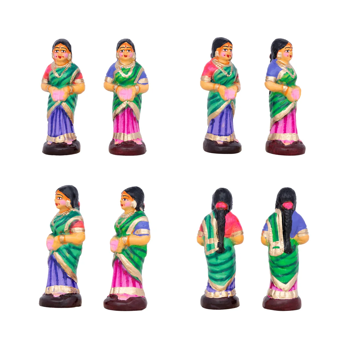 Karthigai Pengal Clay Golu Bommai Set - 12 x 8 Inches | Giri Golu Doll/ Navaratri Golu Bomma/Gombe/Bommai - Image 4