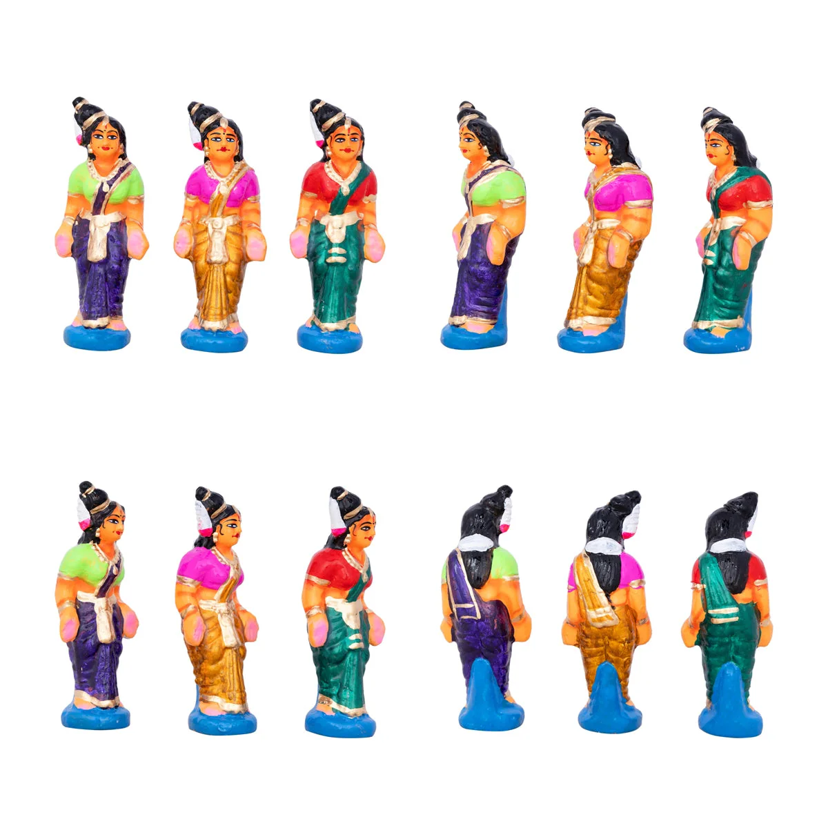 Karthigai Pengal Clay Golu Bommai Set - 9 X 6 Inches | Navaratri Gombe/ Giri Golu Doll/ Navratri Decor - Image 3