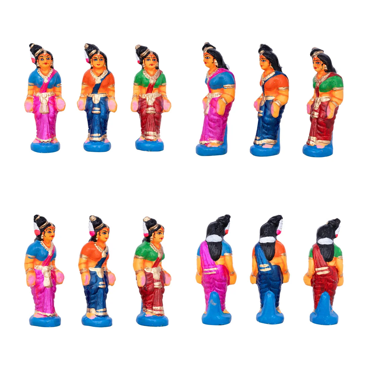 Karthigai Pengal Clay Golu Bommai Set - 9 X 6 Inches | Navaratri Gombe/ Giri Golu Doll/ Navratri Decor - Image 4