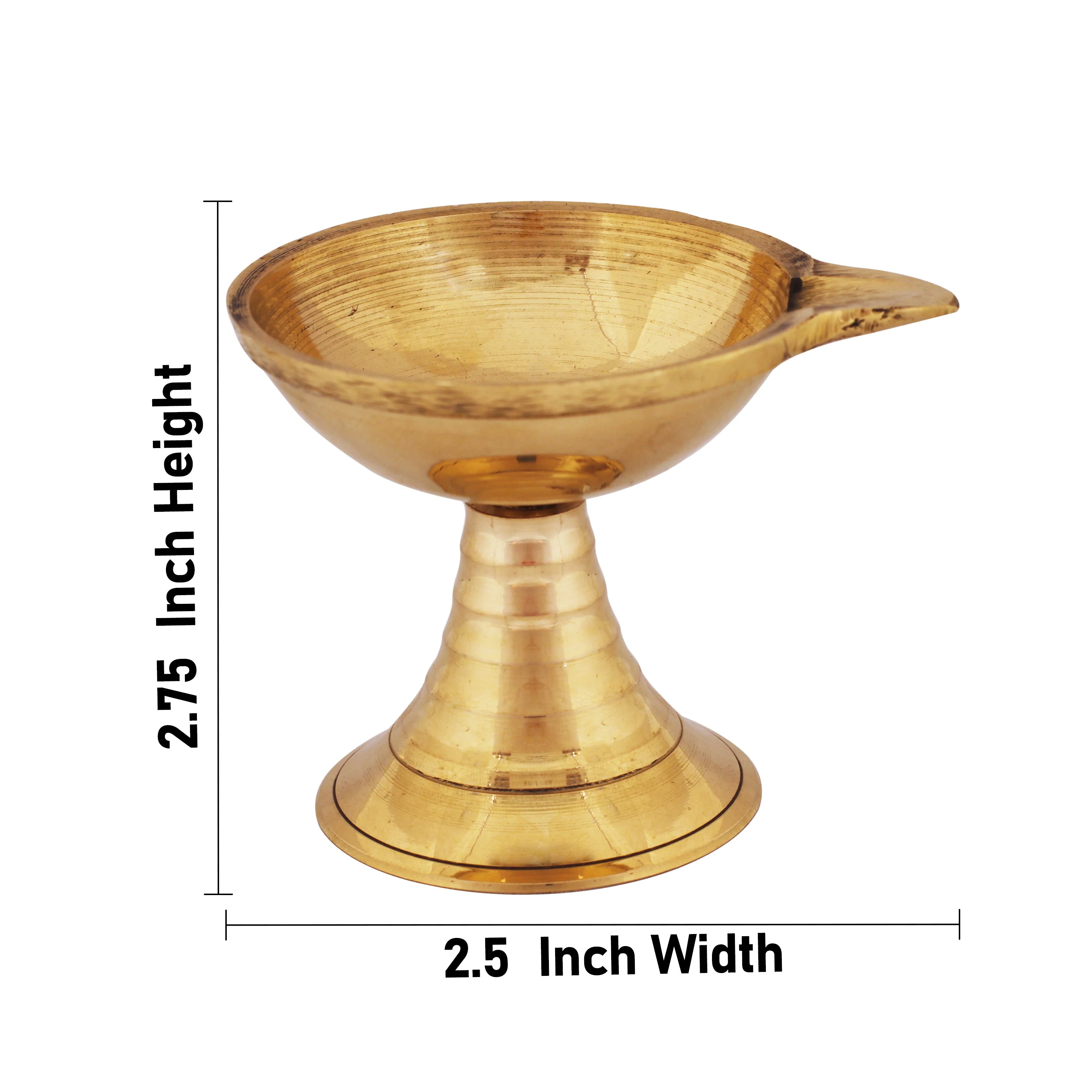 Kartik Deepam With Base - 2.75 X 2.5 Inches | Agal Vilakku Deepam/ Karthik Deepam/ Brass Lamp For Pooja - Image 2