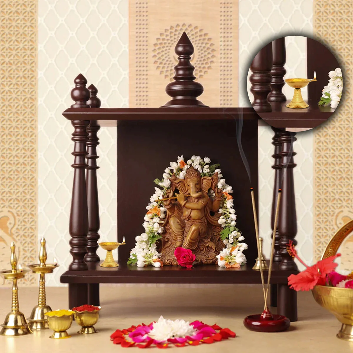 Kartik Deepam With Base - 2 X 2 Inches | Agal Vilakku Deepam/ Karthik Deepam/ Brass Lamp For Festival Lighting - Image 6
