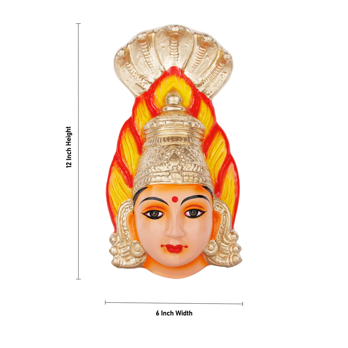Karumariamman Face Paper Mache Golu Bommai - 12 X 6 Inches | Giri Golu Doll/ Navaratri Gombe/ Navratri Decor - Image 4