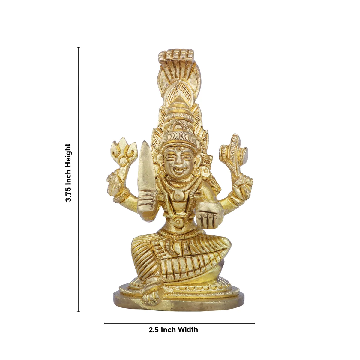 Karumariamman Statue Sitting On Base - 3.75 x 2.5 Inches | Antique Brass Idol/ Karumariamman Idol for Pooja - Image 4
