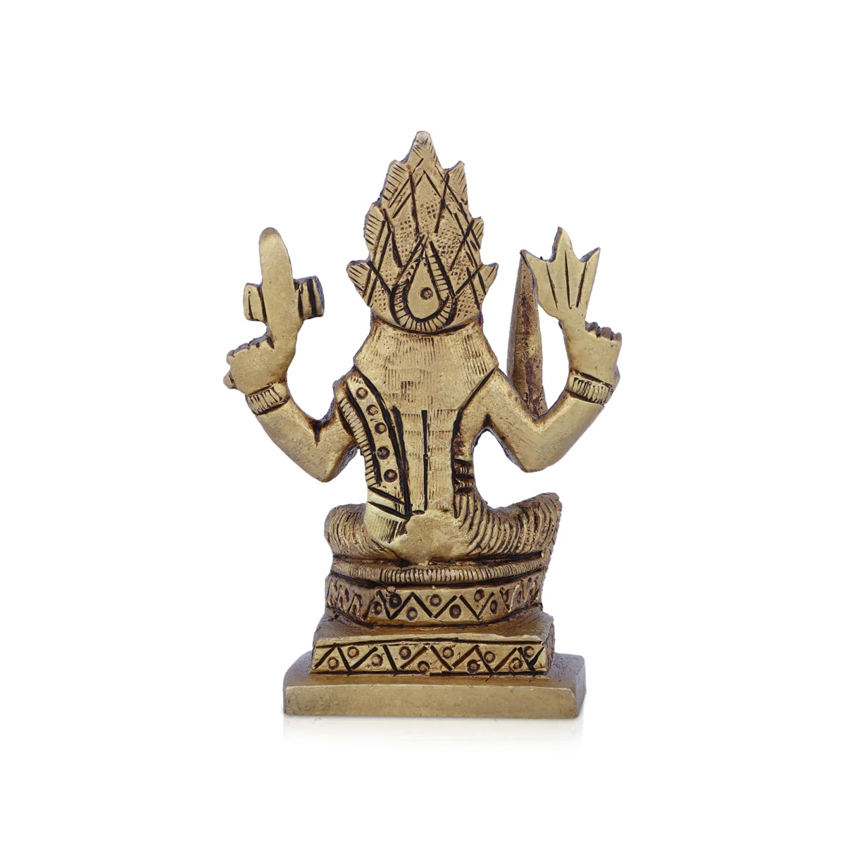 Karumariamman Statue Sitting On Base - 3 x 2.5 Inches | Antique Brass Idol/ Karumariamman Idol for Pooja - Image 4