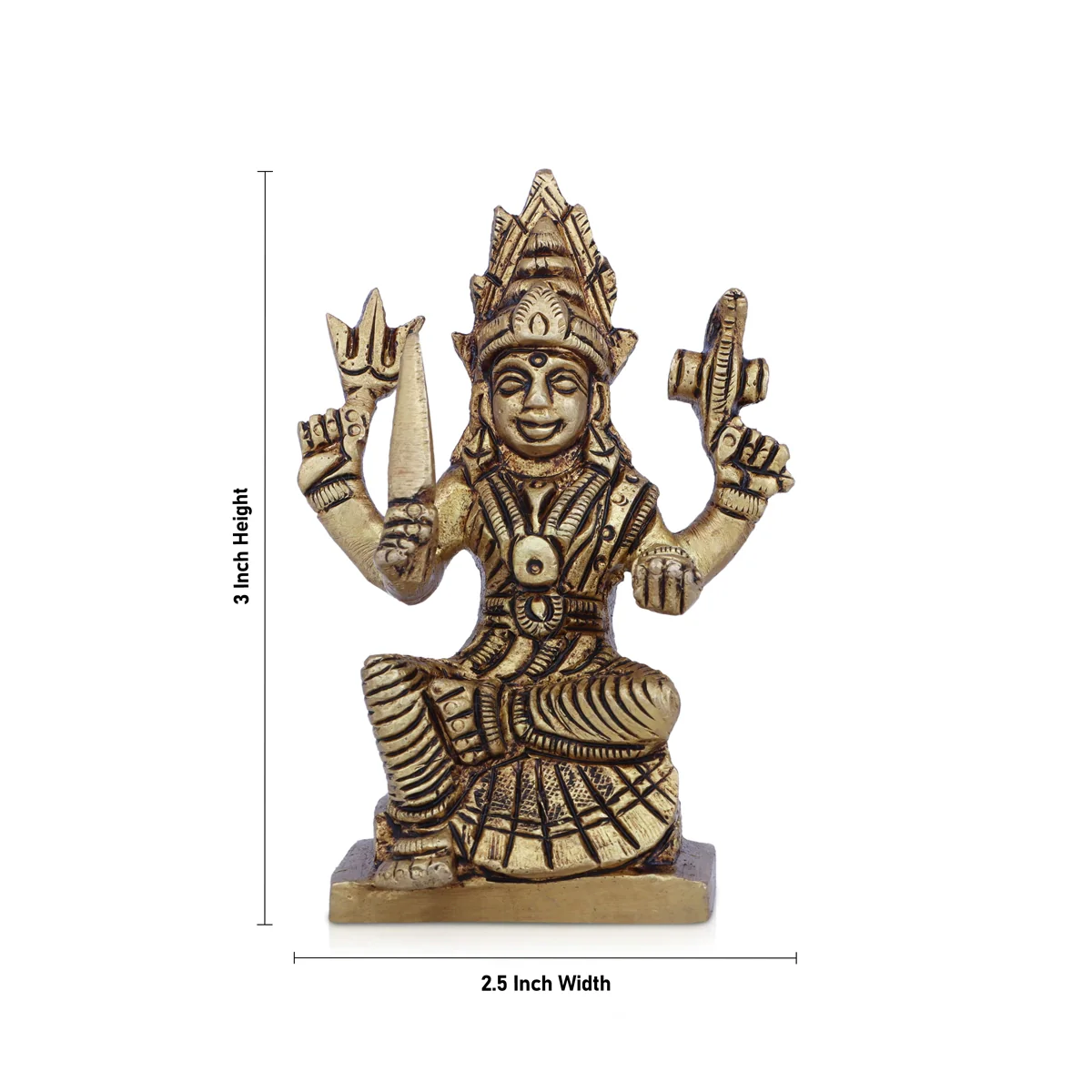 Karumariamman Statue Sitting On Base - 3 x 2.5 Inches | Antique Brass Idol/ Karumariamman Idol for Pooja - Image 5