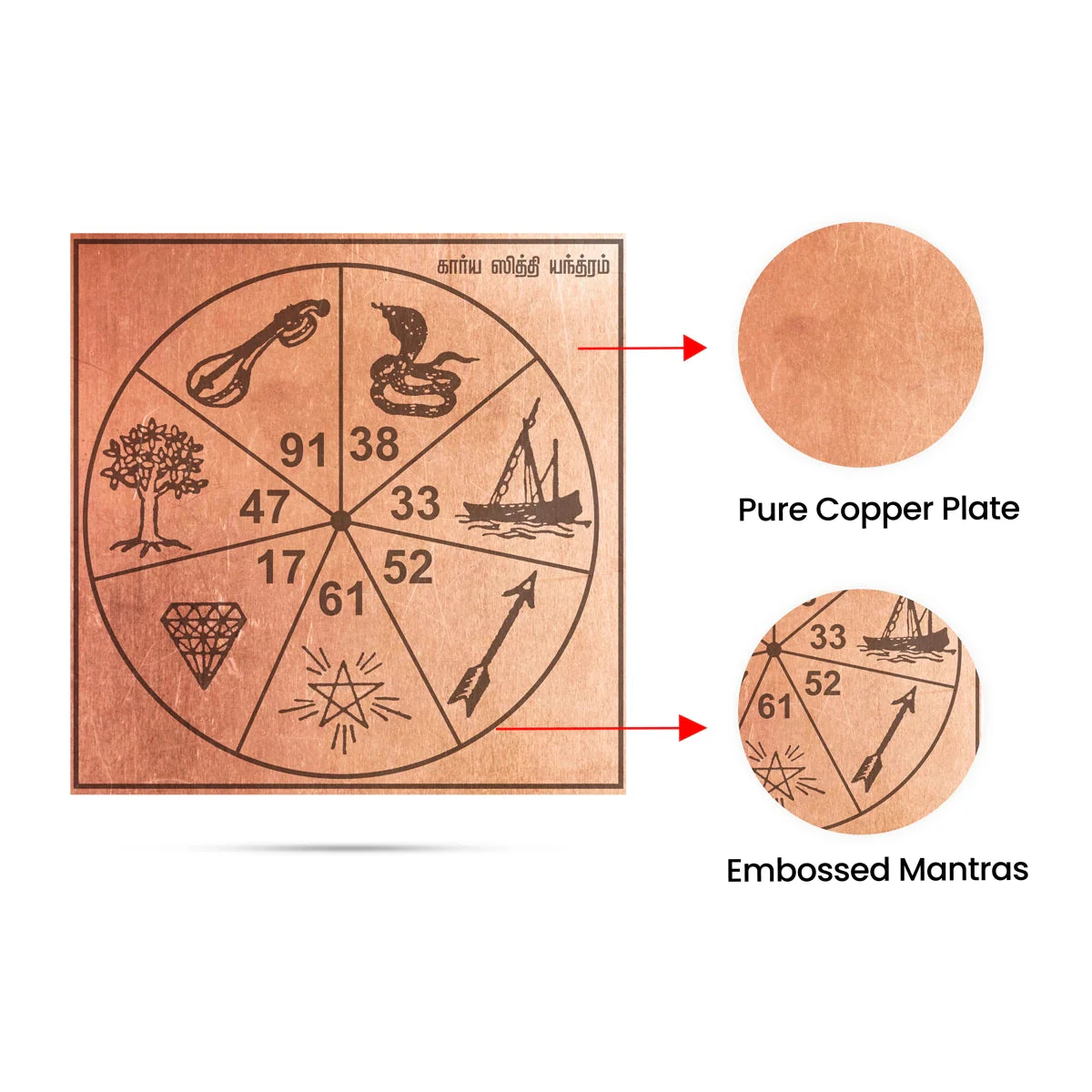 Karya Siddhi Yantra - 4 x 4 Inches | Tamil Sarva Siddhi Yantra/ Copper Yantra for Pooja - Image 2