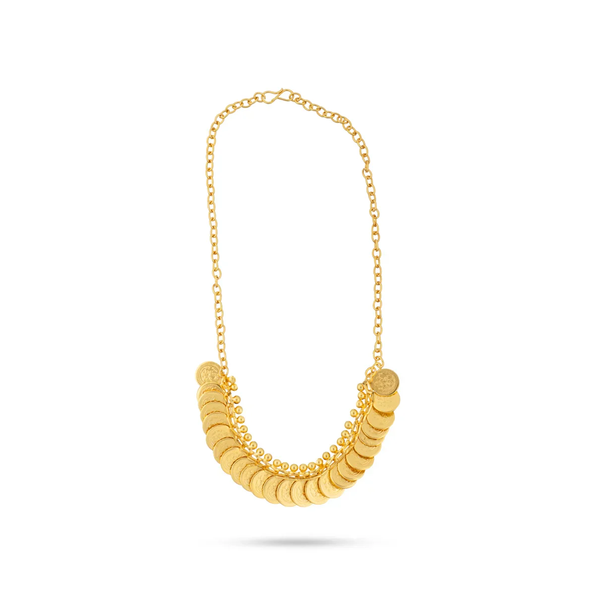 Kasu Mala - 6.5 Inches | 25 Coin Kaasu Mala/ Gold Polish Kasumalai for Deity Decor