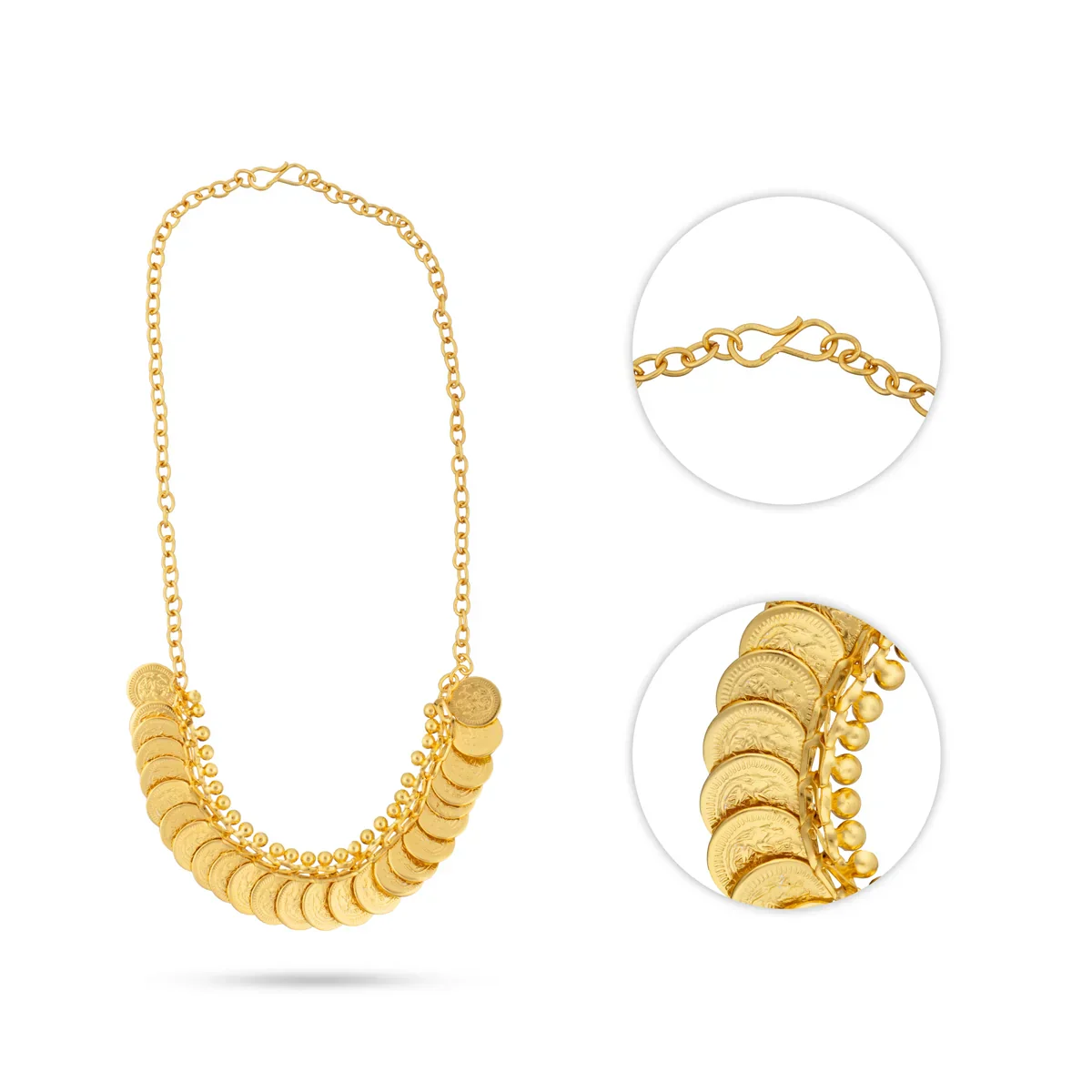 Kasu Mala - 6.5 Inches | 25 Coin Kaasu Mala/ Gold Polish Kasumalai for Deity Decor - Image 2