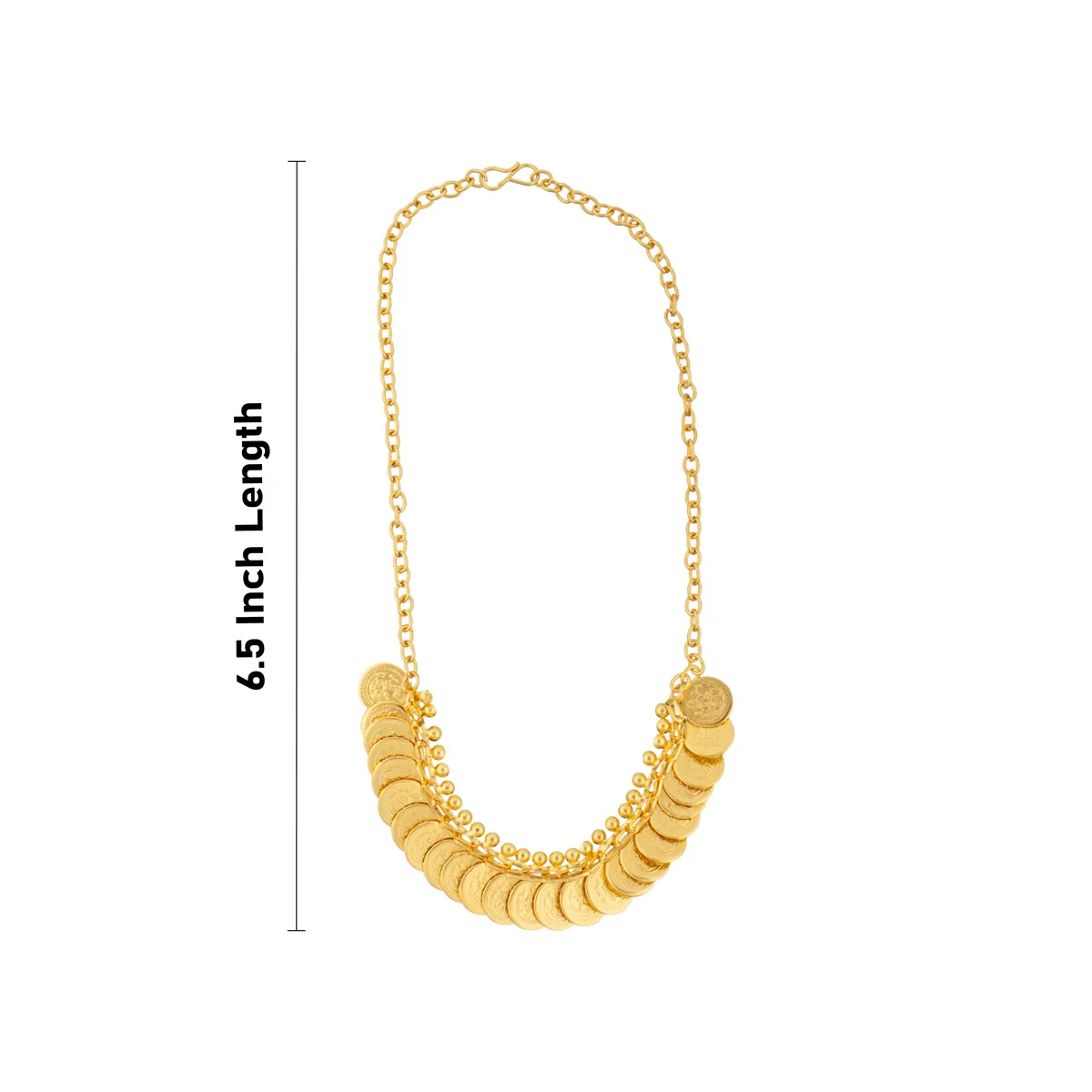 Kasu Mala - 6.5 Inches | 25 Coin Kaasu Mala/ Gold Polish Kasumalai for Deity Decor - Image 3