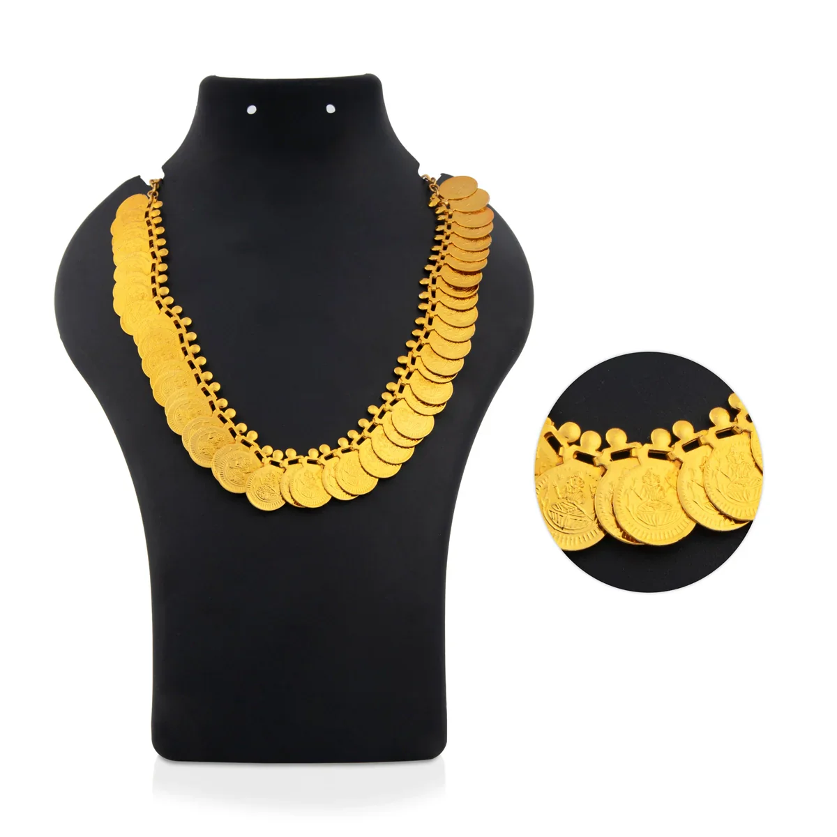 Kasumalai - 5 Inches | Coin Necklace/ Gold Polish Kaasu Malai for Deity - Image 2