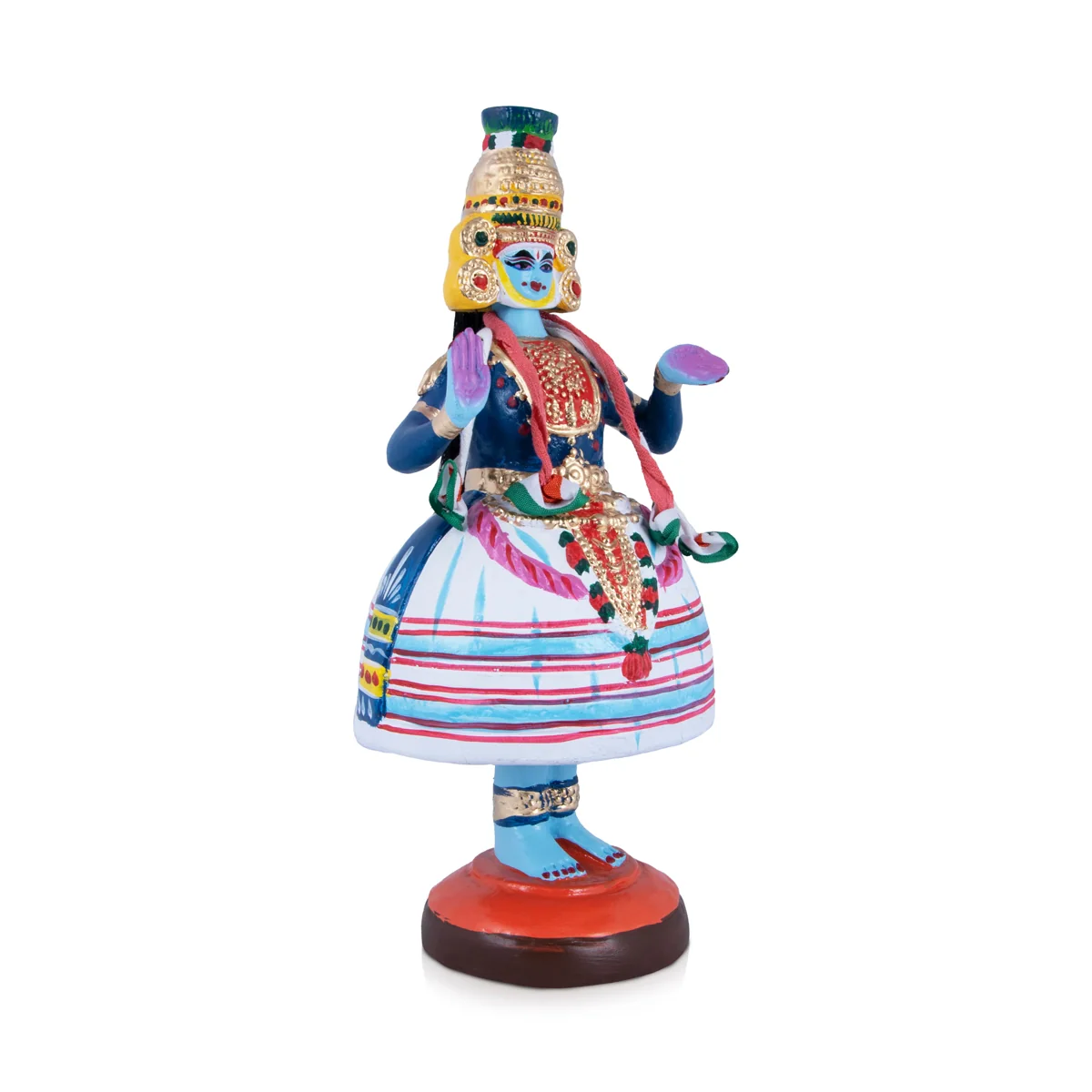 Kathakali Dancing Doll Paper Mache Golu Bommai - 15 x 6 Inches | Giri Golu Doll/ Navaratri Golu Bomma/Gombe - Image 3