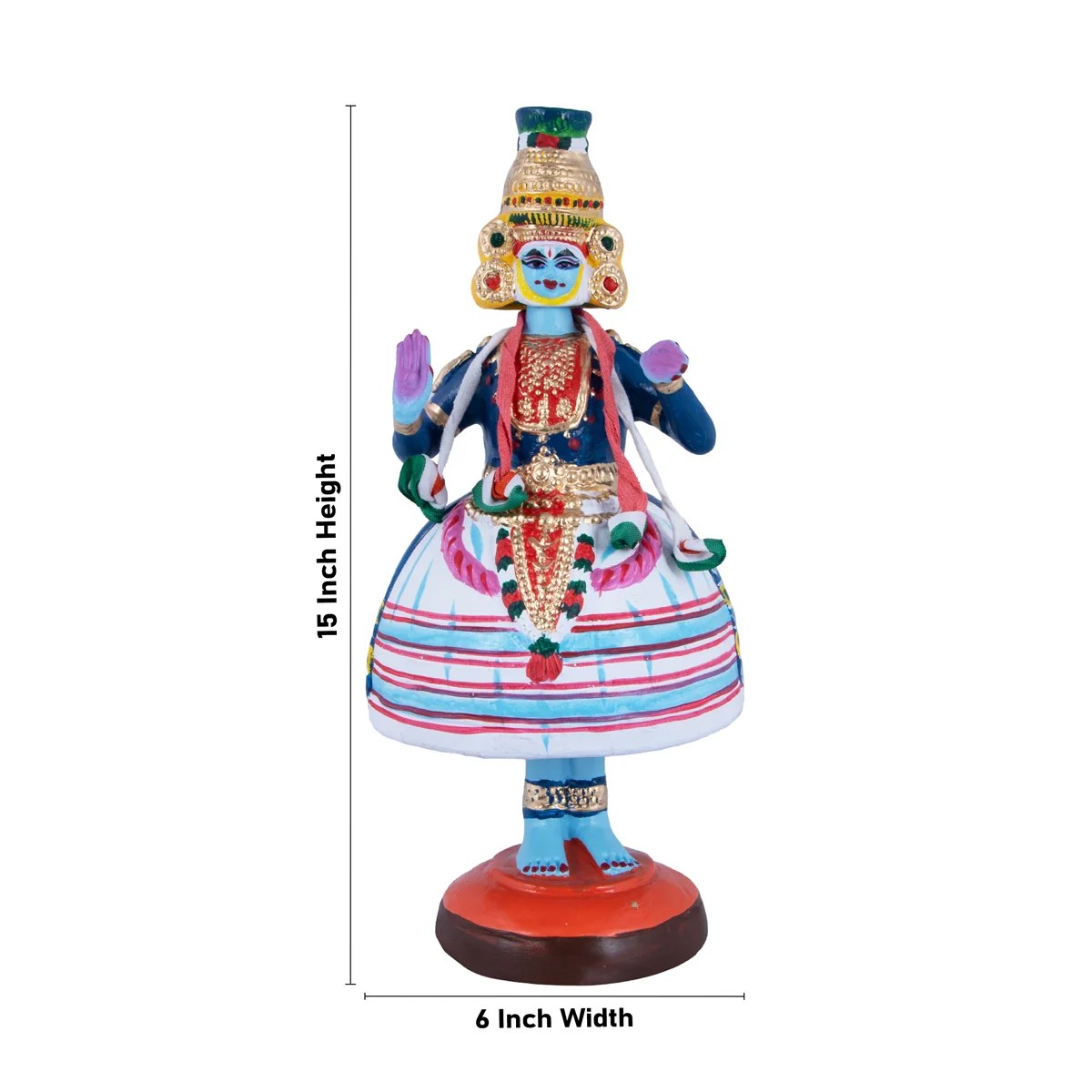 Kathakali Dancing Doll Paper Mache Golu Bommai - 15 x 6 Inches | Giri Golu Doll/ Navaratri Golu Bomma/Gombe - Image 4