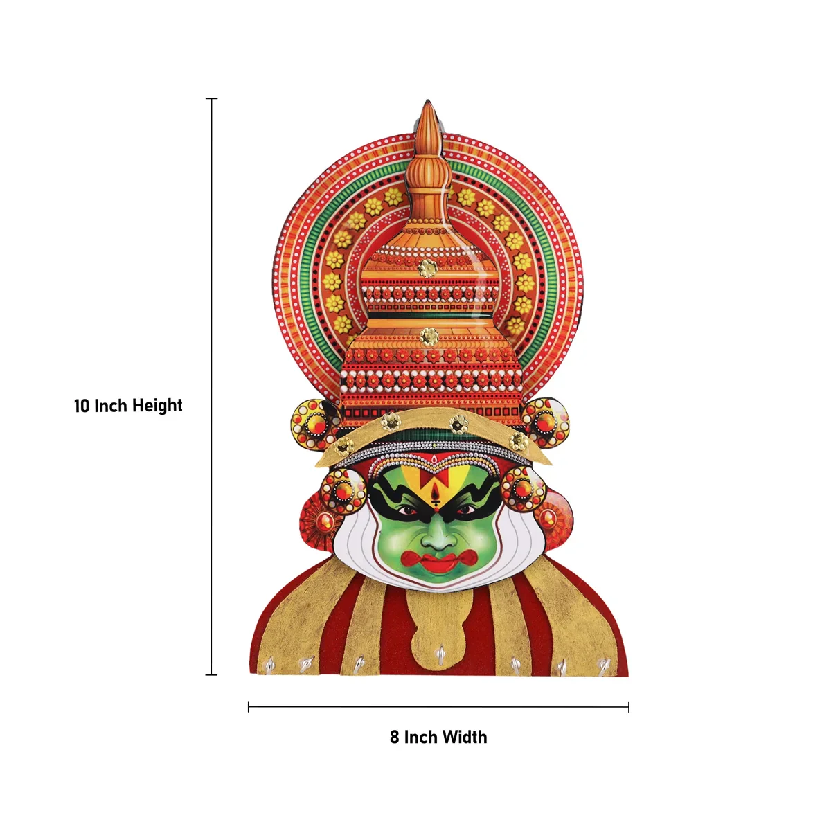 Kathakali Face Key Hanger - 10 x 8 Inches | Kathakali Face Key Holder for Home - Image 6