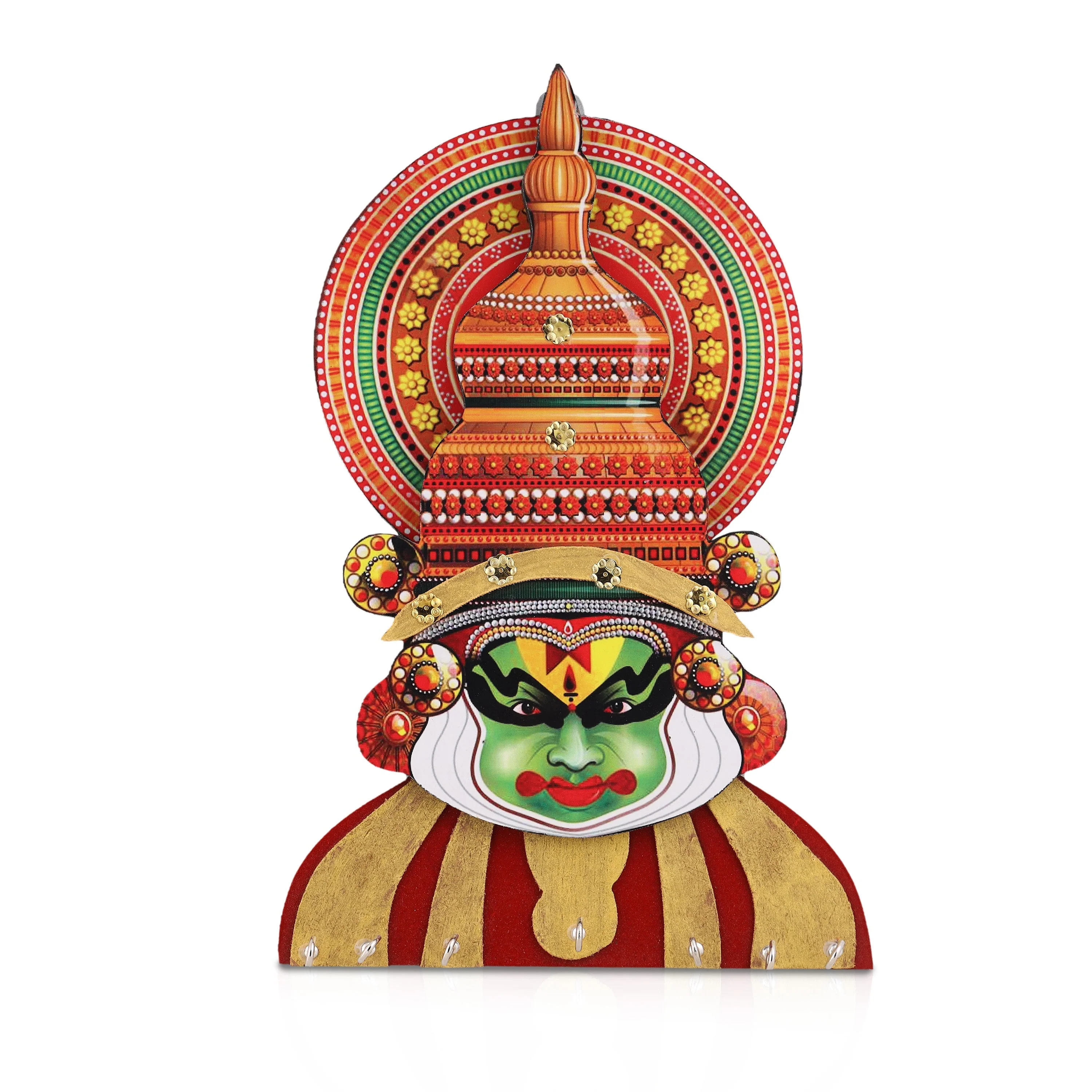 Kathakali Face Key Hanger - 12 x 9 Inches | Kathakali Face Key Holder for Home