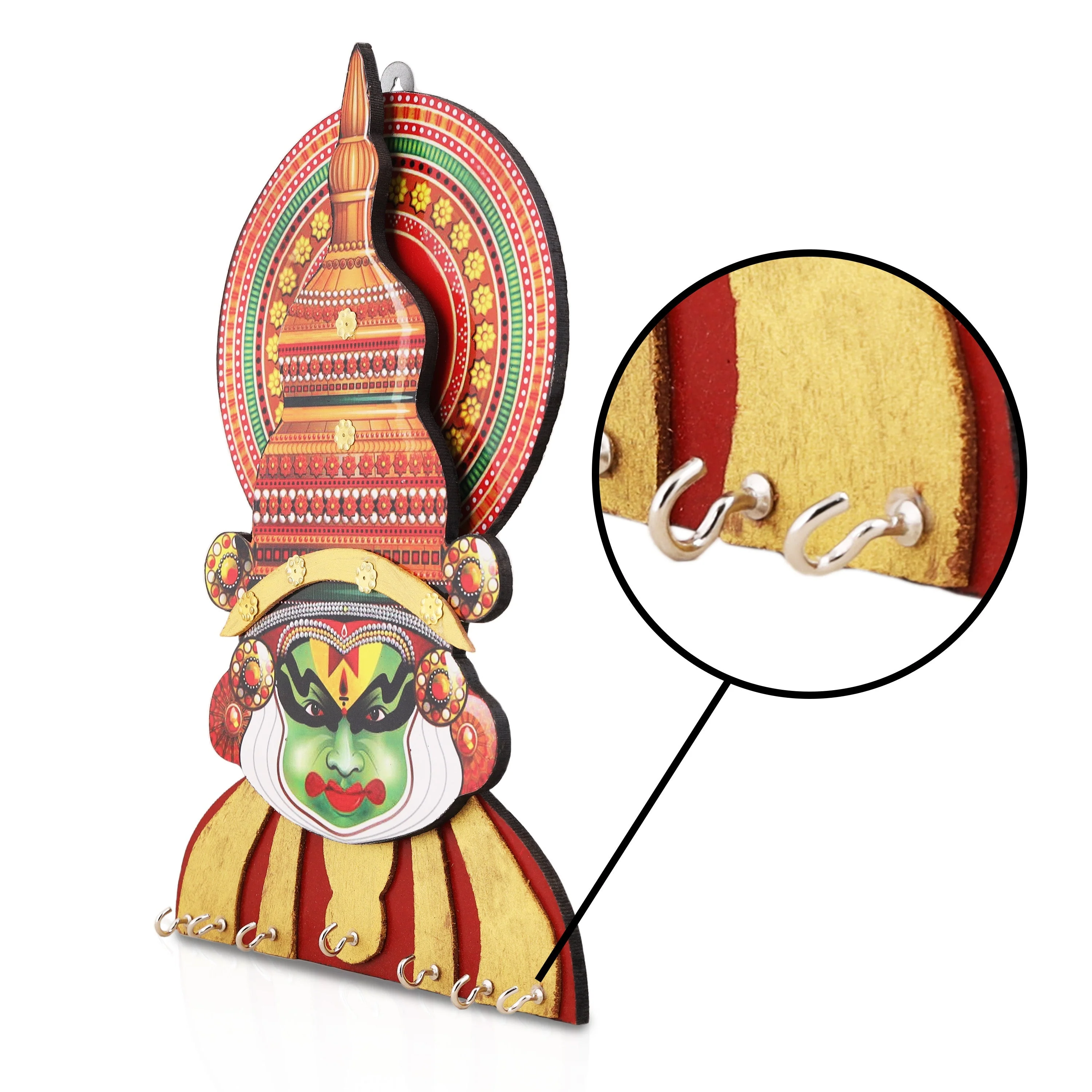 Kathakali Face Key Hanger - 12 x 9 Inches | Kathakali Face Key Holder for Home - Image 4