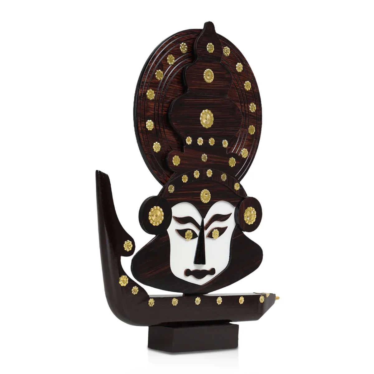 Kathakali Face with Boat Miniature - 12 x 11 Inches | Wooden Kathakali Face for Home Decor - Image 2