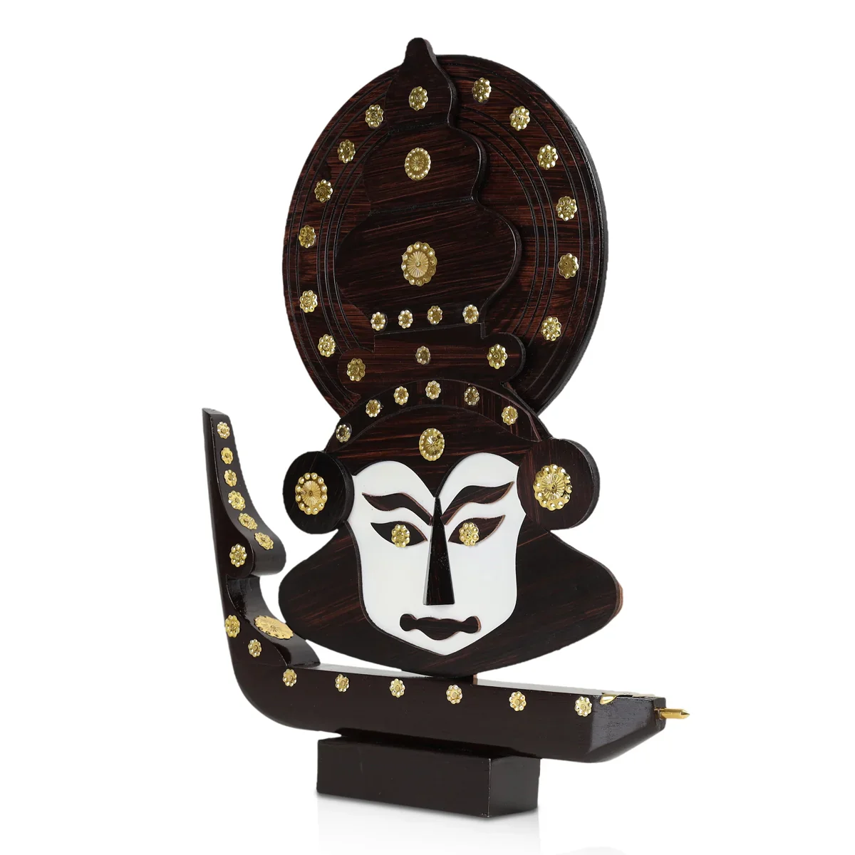 Kathakali Face with Boat Miniature - 12 x 11 Inches | Wooden Kathakali Face for Home Decor - Image 3