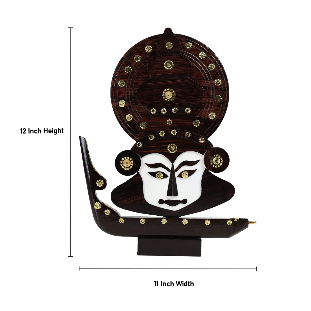 Kathakali Face with Boat Miniature - 12 x 11 Inches | Wooden Kathakali Face for Home Decor - Image 5