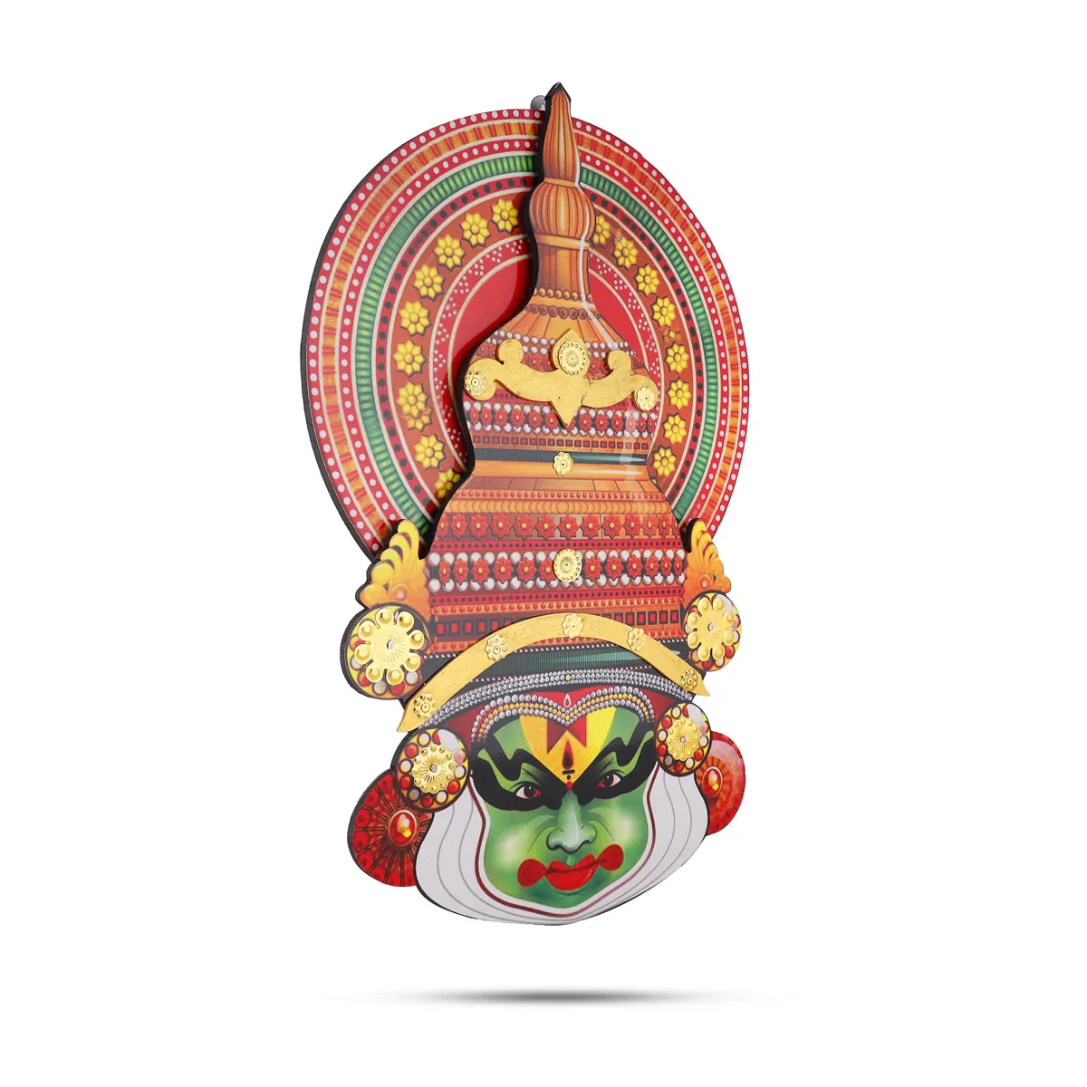 Kathakali Head - 12 x 7 Inches | Wall Hanging/ Kathakali Carved Wood Wall Art for Home - Image 3